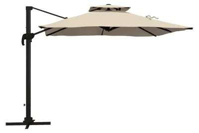 Produktbild von Ampelschirm Sonnenschirm, wetterbeständig, 1 Handkurbel, 2,94 x 2,94 x 2,7 m, Khaki, polyester