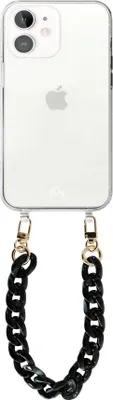 Produktbild von Marble Black Transparant Cord Hülle - Short Cord  - Kompatibel mit iPhone 12