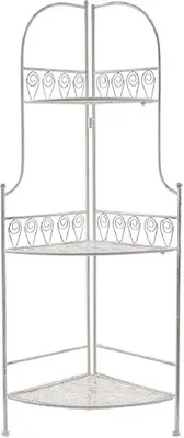 Produktbild von Eckregal 3 Etagen Metallregal Blumenregal Etagere Gartendeko Metall antik weiß