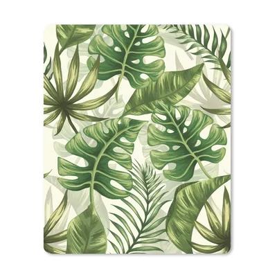 Produktbild von MuchoWow® Mauspad Mousepad Monstera - Illustration - Weiß - Mädchen - Kinder - Jungen 19x23 cm - Mousepads - Maus Mat - Pad - Mausunterlage - Mauspads - Spielen