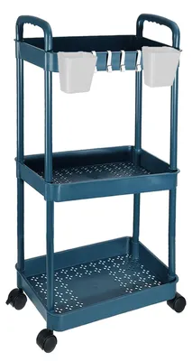Produktbild von Omgoods – Rollbarer Multifunktionswagen mit 3 Ebenen und Griff für Lagerung und Organisation