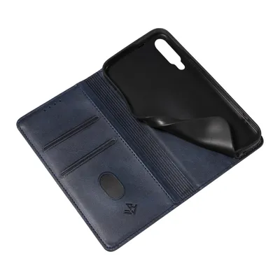 Produktbild von Handyhülle für Samsung Galaxy A50 mit 9H Displayglas Kunstleder Flip Cover Hülle Handytasche Case Kartenfach Farbe: Blau