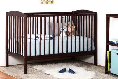 Produktbild von Gitterbett / Kinderbett Kiefer massiv Vollholz Walnussfarben 103, inkl. Lattenrost - 60 x 120 cm (B x L)