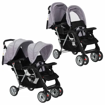 Immagine prodotto di vidaXL Passeggino Sibling grigio acciaio e nero