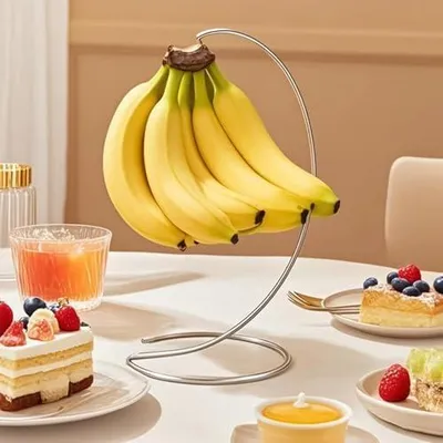 Produktbild von Bananenhaken aus Edelstahl – Bananenständer für die Küchenarbeitsplatte mit langlebiger, platzsparender Aufbewahrung für Schrank, Tisch, Restaurant und Schlafsaal