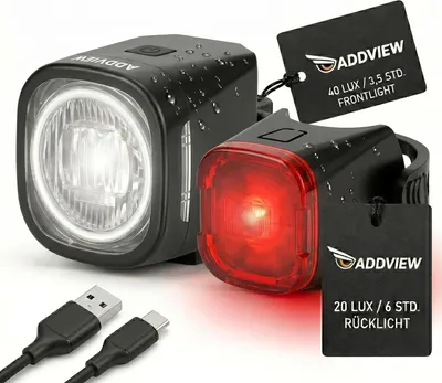 Productafbeelding van Fietsverlichtingsset, goedgekeurde verlichtingsset, led, IP65 waterdicht, voor- en achterlicht, fietsverlichtingsset, USB type C