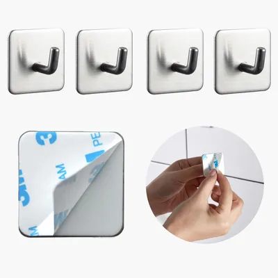 Produktbild von DEKAZIA® Klebehaken Bad | Wandhaken Edelstahl gebürstet Haken selbstklebend Handtuchhaken Küchenhaken selbstklebende Haken Handtuchhalter ohne Bohren Kleiderhaken selbstklebend Handtuch Haken Küche