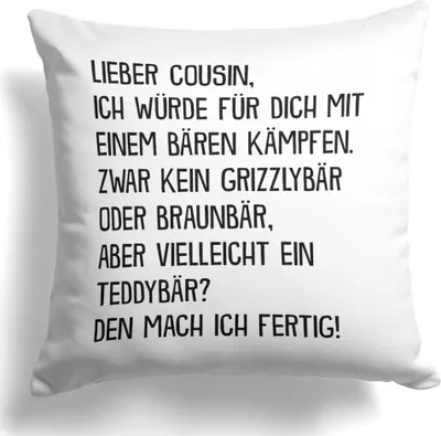 Produktbild von 22Feels Cousin Geschenk Geburtstag Kissen Männer Jungs Deko Du Wirst Cousin Weihnachten Dekoration Wohnaccessoire Wohnzimmer Schlafzimmer Couch