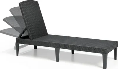 Immagine prodotto di Lettino sdraio da giardino reclinabile effetto rattan Keter Jaipur -  Black