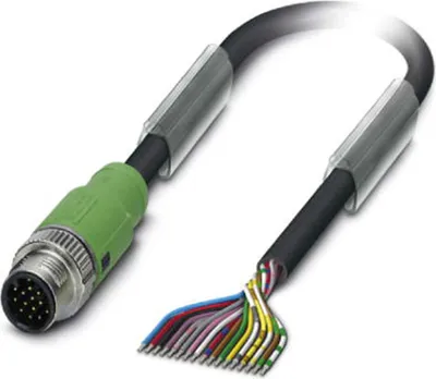 Produktbild von M12 Sensorleitung PUR 17-polig Stift gerade schleppkettenfähig A-Kodierung, Länge 9,0 Meter tiefschwarz RAL 9005, Kabel