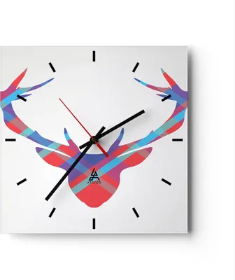 Produktbild von Wanduhr - Quadrat - Glasuhr - Abstraktion Hörner - 30x30cm - Schleichendes Uhrwerk - Lautlos - zum Aufhängen bereit - Dekoration Modern - Wanddekoration aus Glas - C3AC30x30-3607
