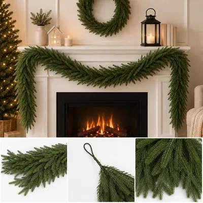 Produktbild von Weihnachtsgirlande 2,75 m, naturgetreu, für innen und außen, KI-generiertes Bild