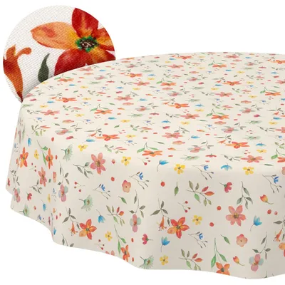 Tischdecke 100x100cm Rund Bunt Valencia Stoff Premium Streublumen wasserabweisend, Hauptbild