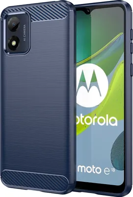 Produktbild von Moto E13 Hülle, Carbon-Faser TPU Silikon Stoßfest Schutzhülle für Motorola Moto E13 Blau