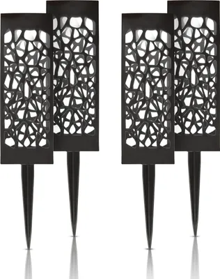 Immagine prodotto di Lampada a LED solare a innesto per esterni (confezione da 4), resistente alle intemperie IP44, luce da giardino da 28,5 cm con picchetto a terra, illuminazione per patio