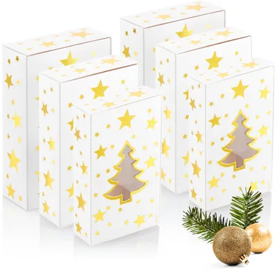 Produktbild von com-four® 6-teiliges Geschenkschachtel-Set in 3 Größen - Geschenkboxen mit Weihnachtsmotiven - Faltbox aus stabilen Pappkarton - faltbare Pappbox