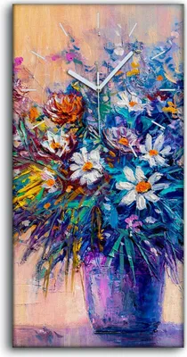 Produktbild von Küchenuhr Bürouhr Leinwand Uhr Geräuschlos 30x60 Malerei Abstrakte Kunst Blumen - weiße Hände