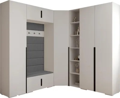 Produktbild von MEBLE KRYSPOL Inova 1 Möbelset Garderobe, 236,7x371,7x47cm - Weiß, Manila 16, Schwarz