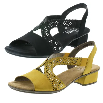 Produktbild von Rieker V6216 Damen Schuhe Sandaletten Sandalen Blockabsatz, Größe:37 EU, Farbe:Gelb