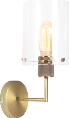 Produktbild von QAZQA - Moderne Wandleuchte Bronze mit Glaskuppel I Wohnzimmer - Stahl Zylinder - LED geeignet E27