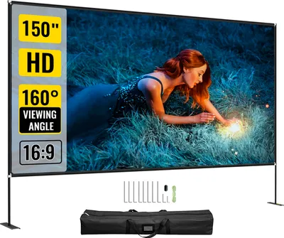 Produktbild von VEVOR premietacie plátno Prenosné filmové plátno 16:9 stojan 347x201,9 cm HD 4K