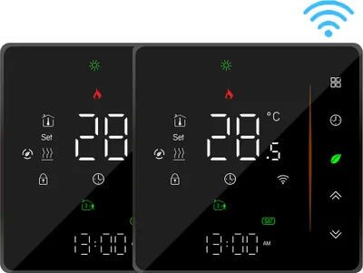 Produktbild von 2X WiFi Intelligent Raumthermostat Thermostat, WiFi elektrische Fussbodenheizung APP Control Voice Heizung Kompatibel mit Alexa/Google für zu Hause 16A - Schwarz