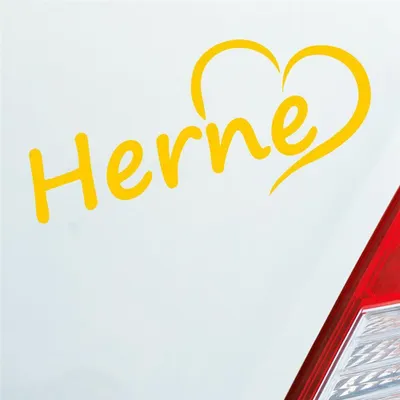 Produktbild von Auto Aufkleber Herne Herz Stadt City Liebe Love Heimat 18x8 cm Gelb Sticker Heckscheibenaufkleber