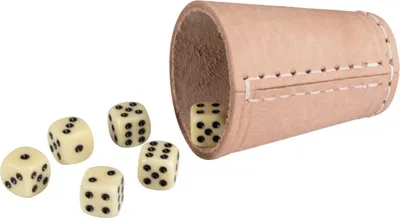 Immagine prodotto di Coppa per dadi Gico in pelle + 6 dadi