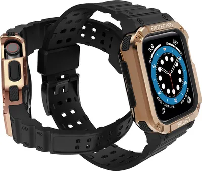 Produktbild von Protect Strap Band für Apple Watch 38/40/41 mm Panzergehäuse - Schwarz, Roségold