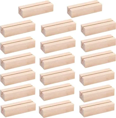 Produktbild von Kartenhalter - 20 Stück Tischkartenhalter aus Holz mit Kleber - Namensschild Fotohalter für Restaurants, Hochzeiten und Partys Kartenständer