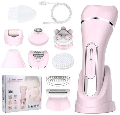 Imagen del producto de Dispositivo eléctrico 7 en 1 para depilación y afeitado facial, con pantalla LED, ideal para rostro, cejas y nariz.