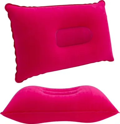 Immagine prodotto di Cuscino gonfiabile Intirilife in ROSA - Cuscino gonfiabile rettangolare con forma ergonomica per un sonno confortevole - Perfetto per il campeggio, le gite, i viaggi, ecc.