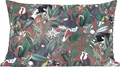Produktbild von MuchoWow® Zierkissen Sofakissen Wohnzimmer Dekokissen 50x30 cm Blumen - Vögel - Blätter - Wohnzimmerdekoration - Polster mit Photo