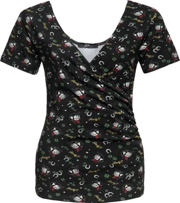 Produktbild von QUEEN KEROSIN Blusentop Mit All-Over-Print Schwarz S