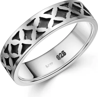 Produktbild von MATERIA by Matthias Wagner Damen Herren Ring Netzmuster 925 Silber antik 5mm SR-118
