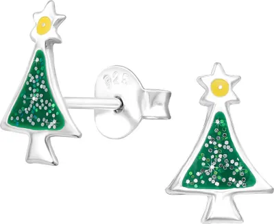 Produktbild von Ohrstecker Weihnachtsbaum: Ohrringe Weihnachten Silber 925