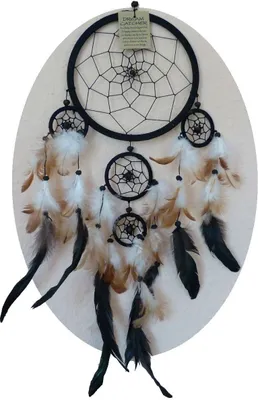Produktbild von Traumfänger Dreamcatcher Federn Träume Geschenk Dekor Hängend Windspiel Raumharmonisierung 32 cm, schwarz