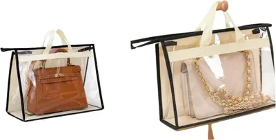Produktbild von INF Transparente Handtaschen Aufbewahrungstasche - Staubdichte Organizer Tasche Schwarz L