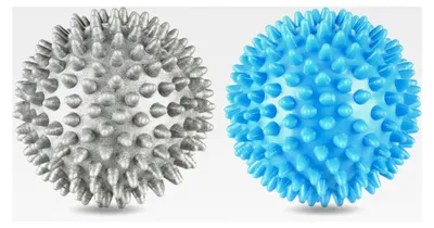 Produktbild von Massageball Set 2er Igelball Hart, Noppenball Set für Triggerpunkt-Therapie, Stressabbau oder Massage, Mini Faszienkugel - Ball Ø 7cm, mit Kordelzug-Netzbeutel
