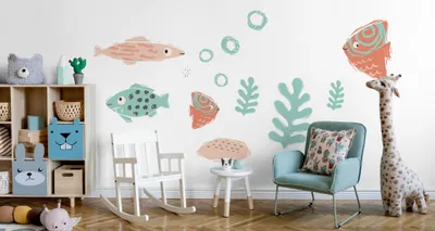 Produktbild von Muralo Wandsticker Glckliche bunte Fische 50 x 100 cm Wandtattoo Wanddeko Aufkleber Set Kinderzimmer XXL