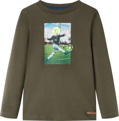 Produktbild von Cloris Designermöbel Kinder-Langarmshirt mit Fußballspieler-Aufdruck Khaki 116 2024 Neu