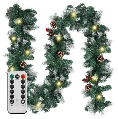 Produktbild von Vigevee Weihnachtsbeleuchtung LED Tannengirlande 2,7 m mit 30 LEDs Beeren Tannenzapfen weißen Zweigen für Innen Außen