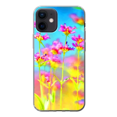 Produktbild von MuchoWow® Handyhülle Schutzhülle Hülle für iPhone 12 Blumen - Kunst - Psychedelisch Silikon Softcase Handy Hülle - Schutzhülle
