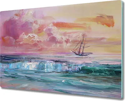 Produktbild von Coloray Küchenbrett Kochplattenabdeckung Hackbrett Schneidebrett Herdabdeckplatte 80x52 cm - Malerei Ozean Meer Schiff