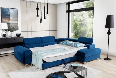 Produktbild von Elegantes Ecksofa "Laurence" in Samtstoff, L-Form