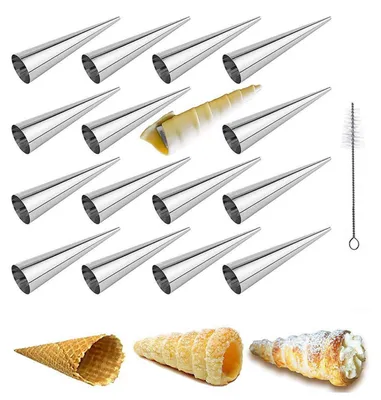 Obrázek produktu pro Formy na cannoli, 16 kusů, nerezová ocel, forma na pěnové válečky, spirálová forma, trubičky, sada forem na pečení