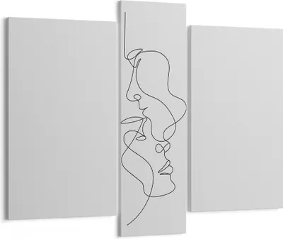 Produktbild von Bild auf Leinwand - Leinwandbild - 3 Teile - Stück Linear Paar - 95x80cm - Wand Bild - Wanddeko - Wandbilder - Leinwanddruck - Bilder - Wanddekoration - Leinwand bilder - Wandbild - CB95x80-4895