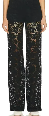 Productafbeelding van Transparante Broek met Hoge Taille en Borduursel - Zwart