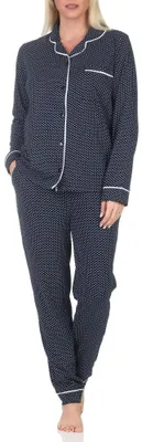Produktbild von Normann Damen Schlafanzug Pyjama lang in klassischen Style aus Jersey – auch in Übergröße ; Allover , 56