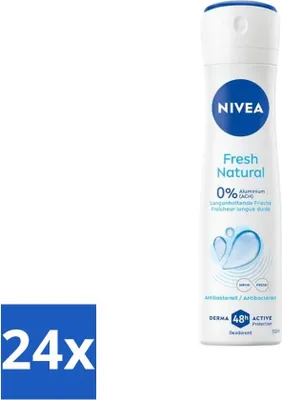 Zdjęcie produktu dla Nivea - Dezodorant w sprayu - Fresh Natural - 48 godzin ochrony - 150 ml - opakowanie ekonomiczne - 24 sztuki